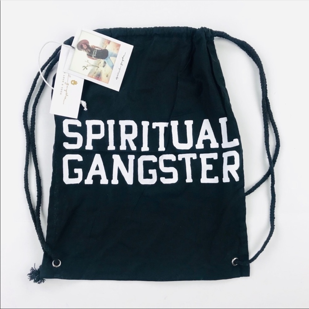 Spiritual Gangster Black Drawstring Bag